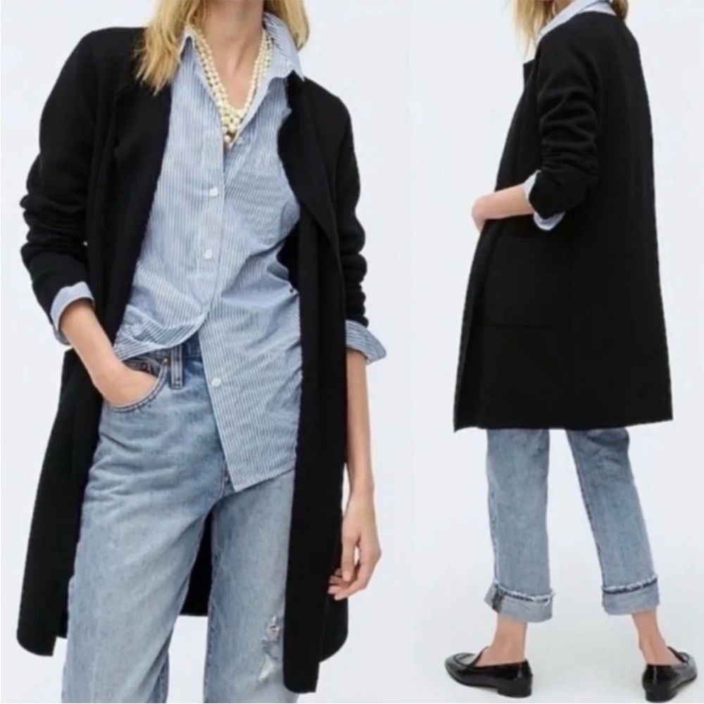 J. Crew Juliette Collarless Black Sweater Blazer in Linen Blend NWT